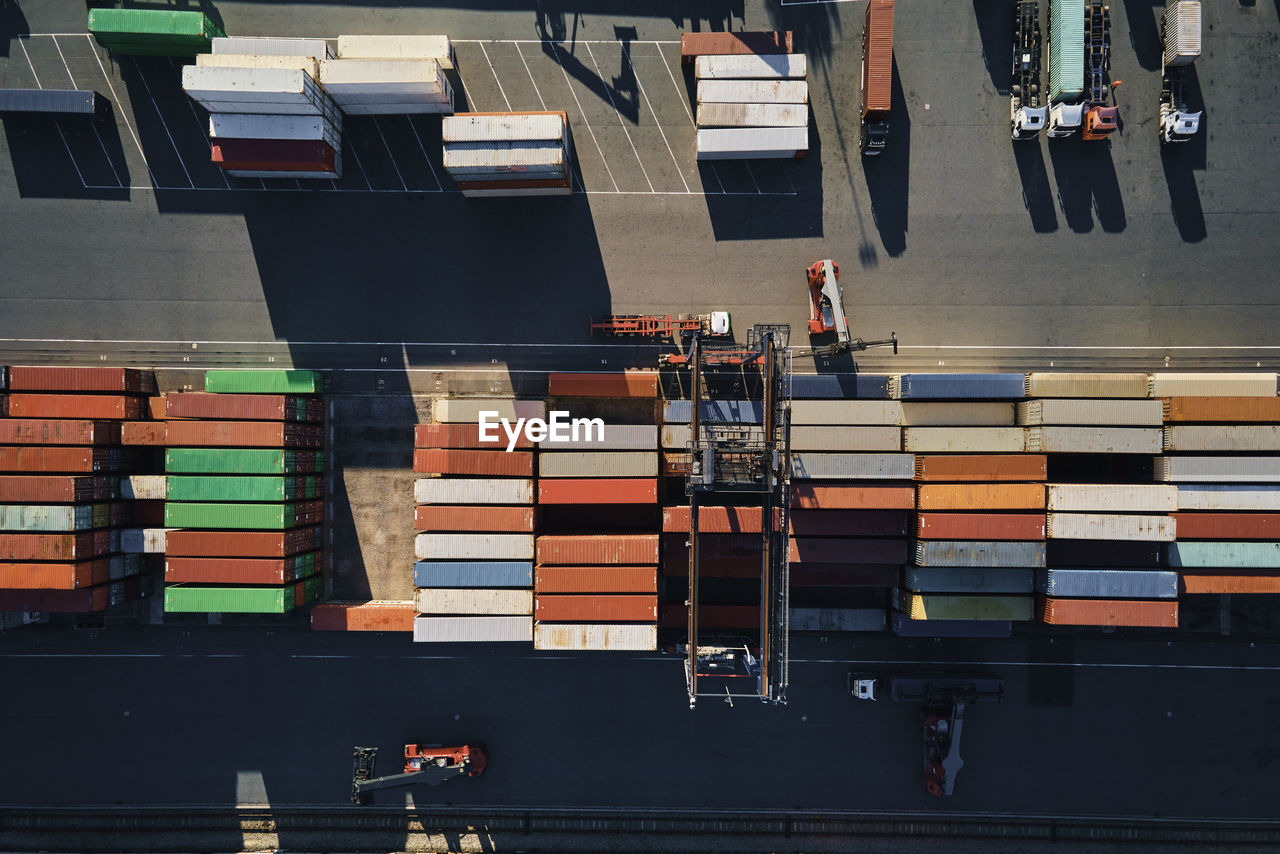 Containers warehouse, aerial view. shipping and logistic concept