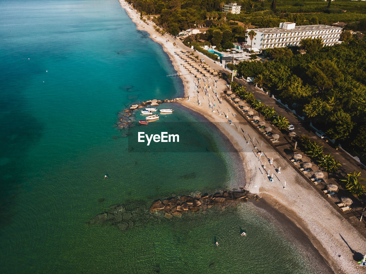 High angle view of drepano beach 