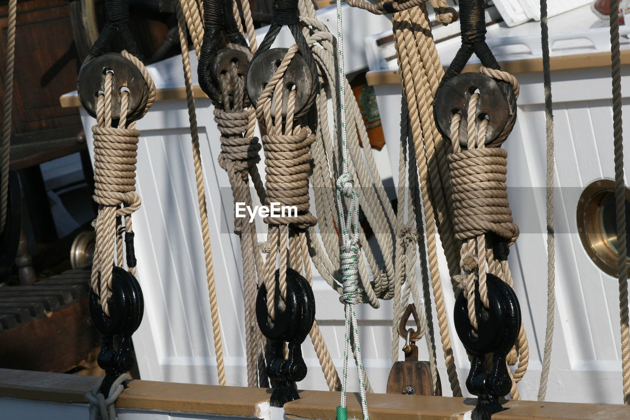 Close-up of rope hanging at store