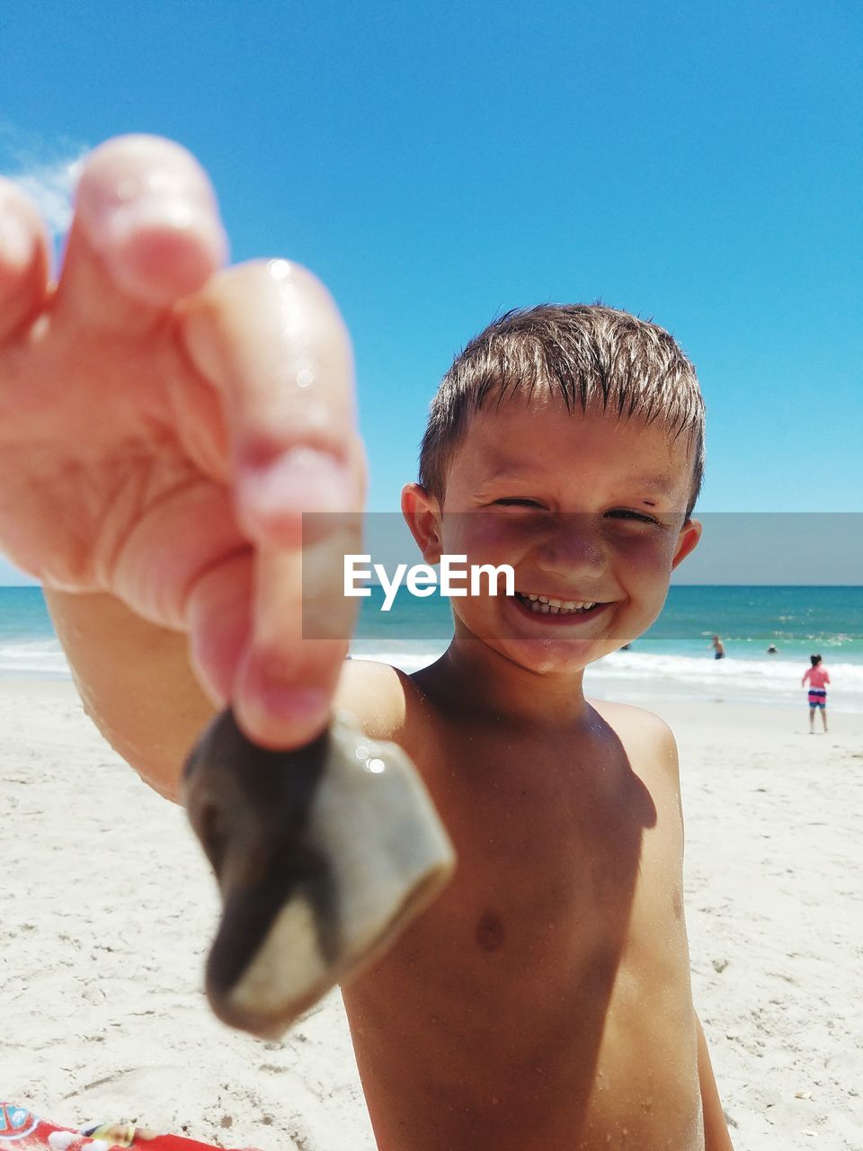 Portrait of happy boy at beach