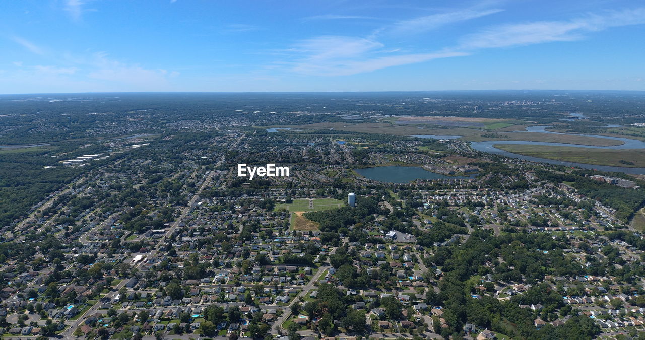 Aerial views of new jersey suburb