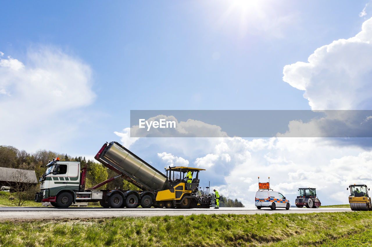 Roadwork vehicles at work