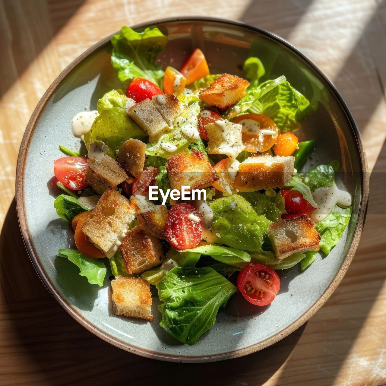 high angle view of food in plate on table