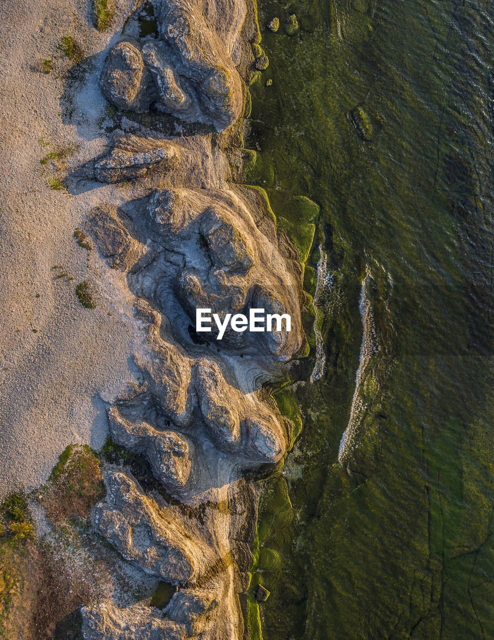 High angle view of beach during sunset