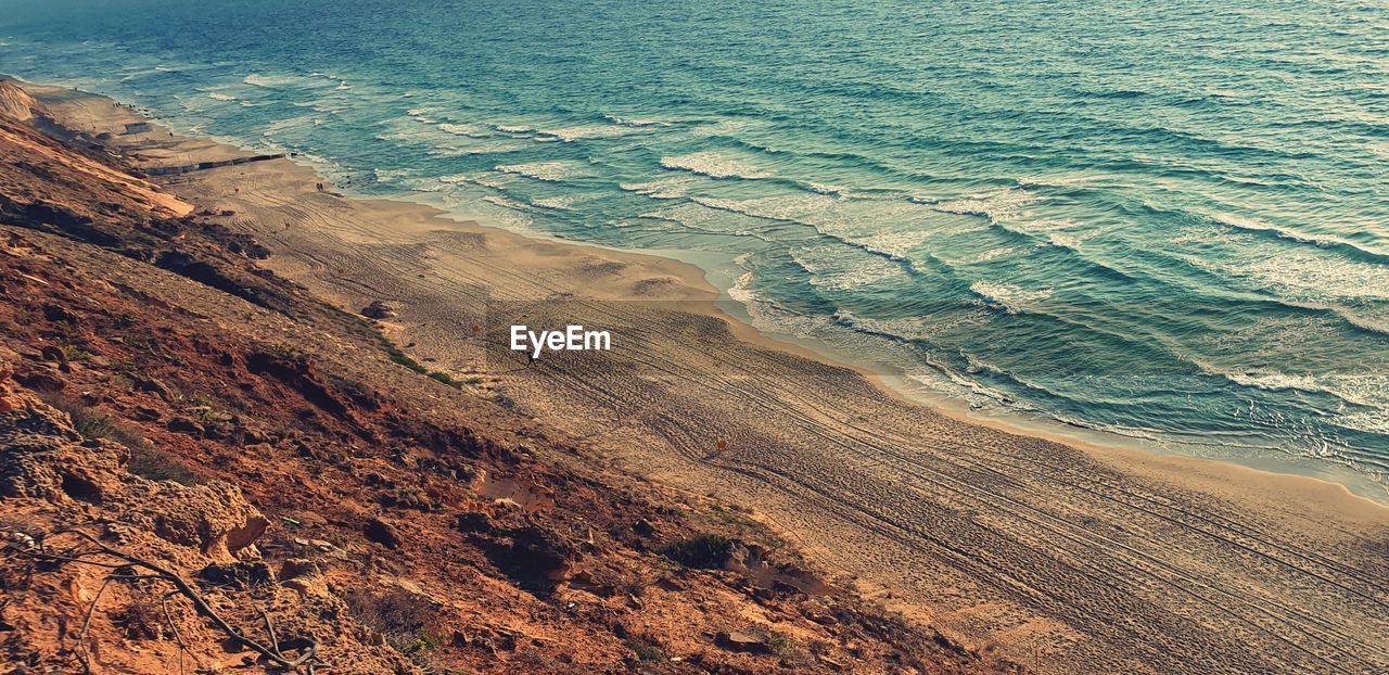 High angle view of beach