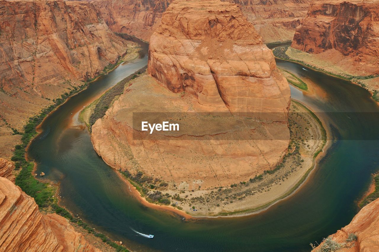 High angle view of horseshoe bend