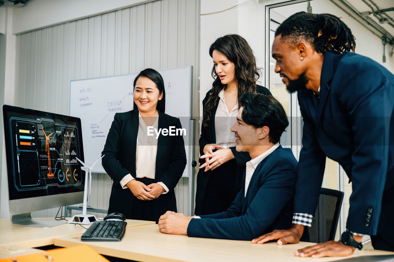 business colleagues working on table