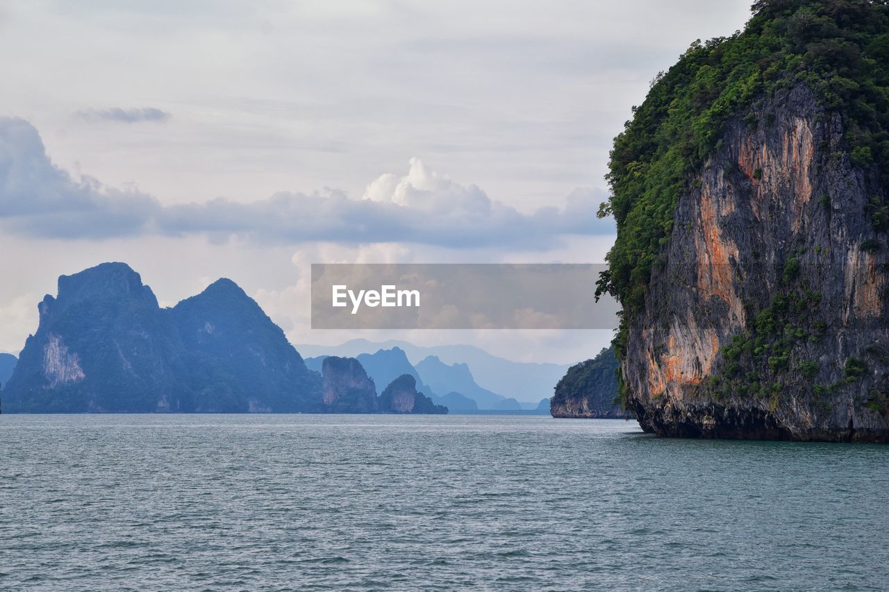 Island ocean tropical forest views near phi phi, ko rang yai, ko li pe phuket thailand asia.