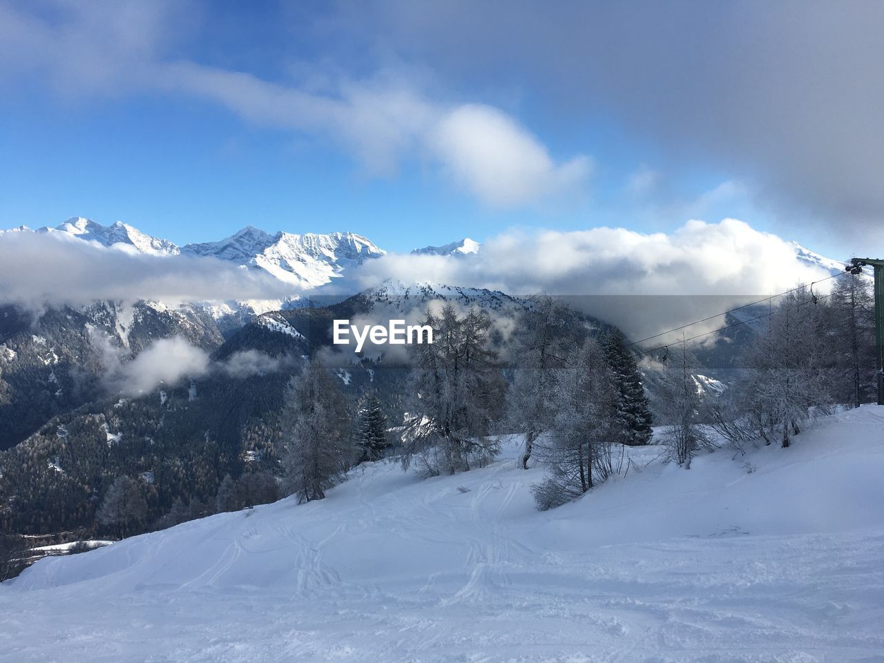 Snow covered mountain against sky