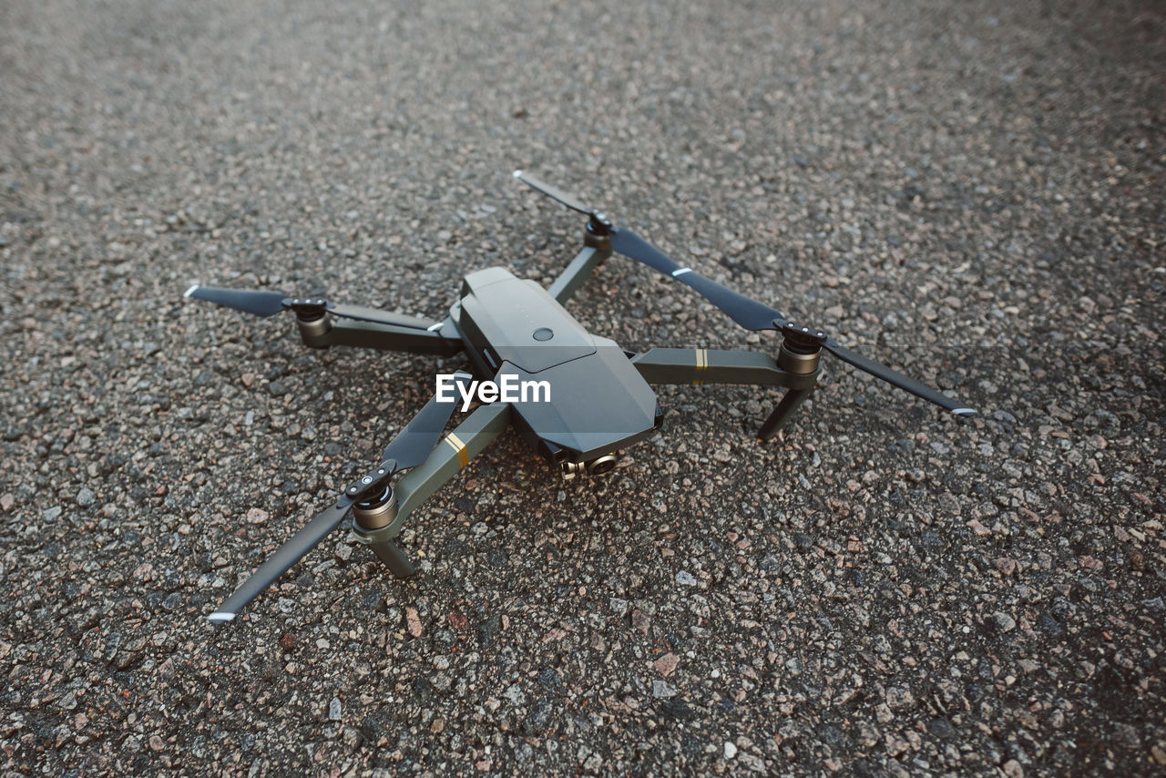 High angle view of drone on street