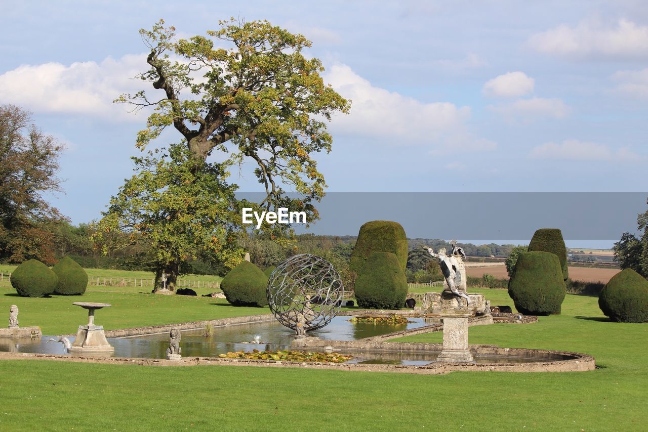 Scenic view of fountain in park