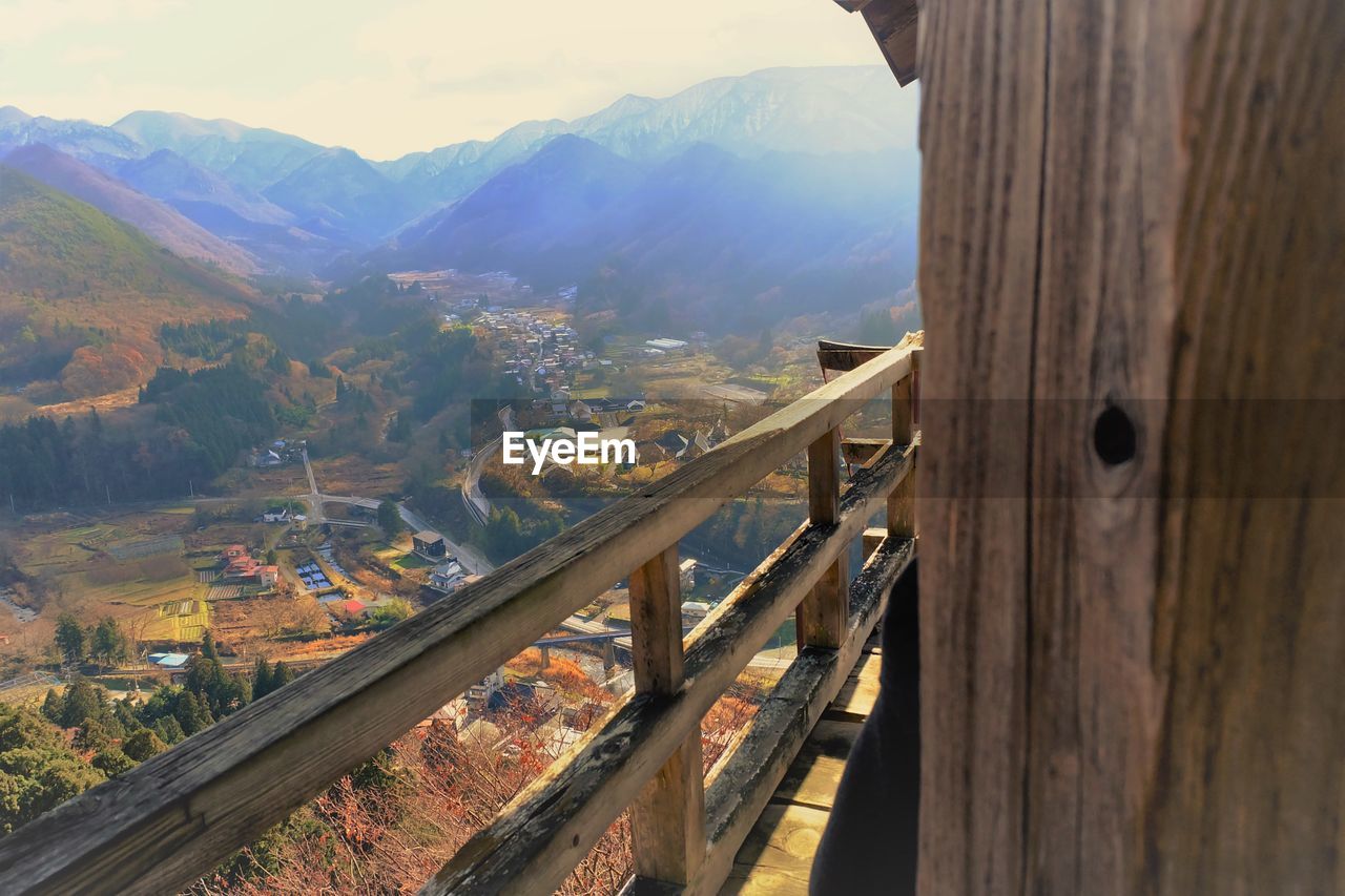 Scenic view of mountains against sky during autumn