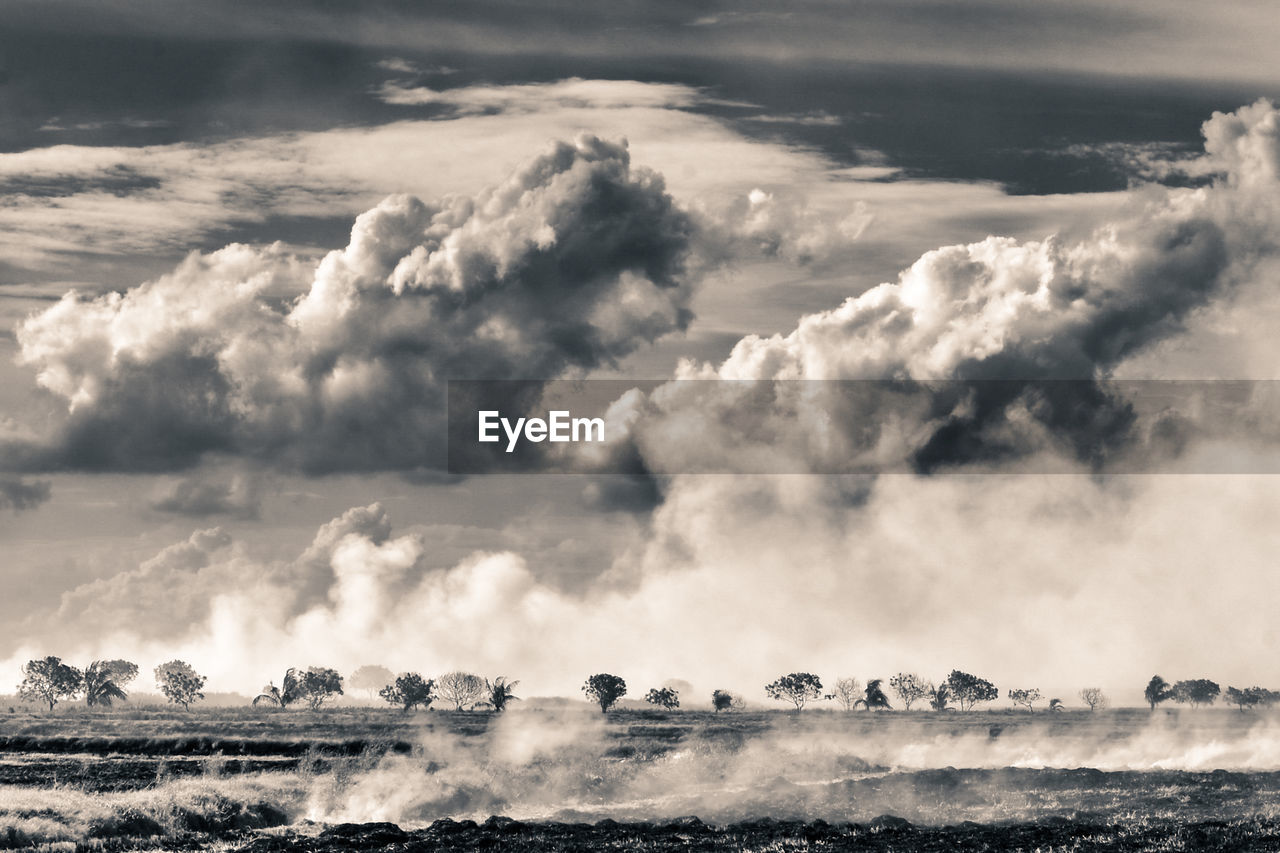 Storm clouds over landscape