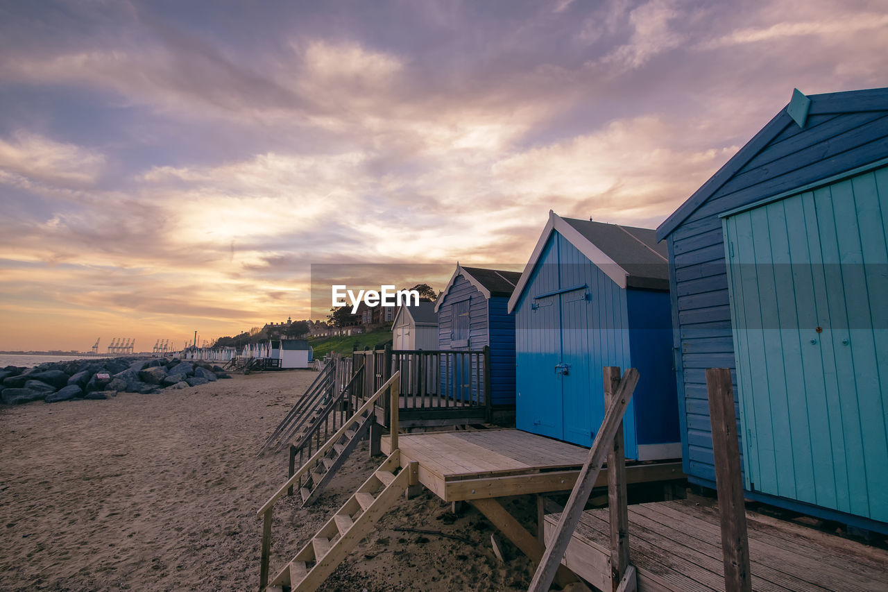 Sunset over the seafront at felixstowe in suffolk, uk