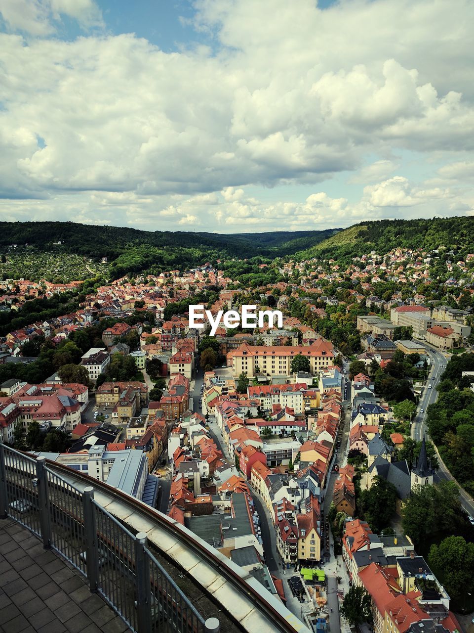 High angle view of cityscape against sky