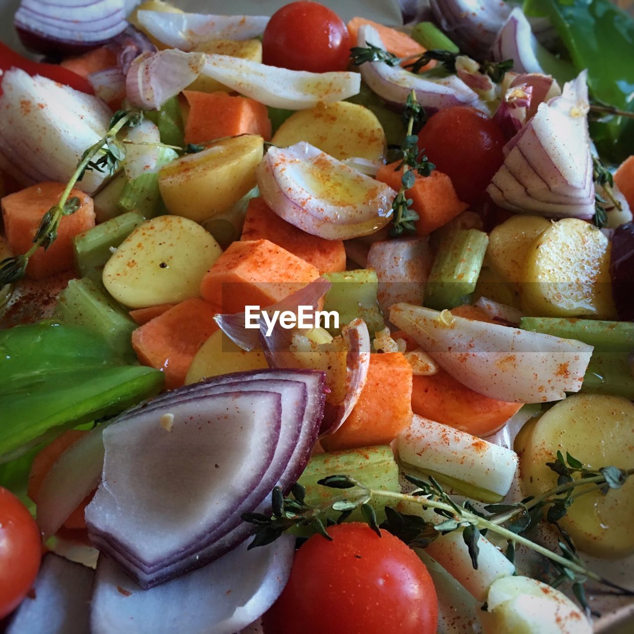 High angle view of vegetables