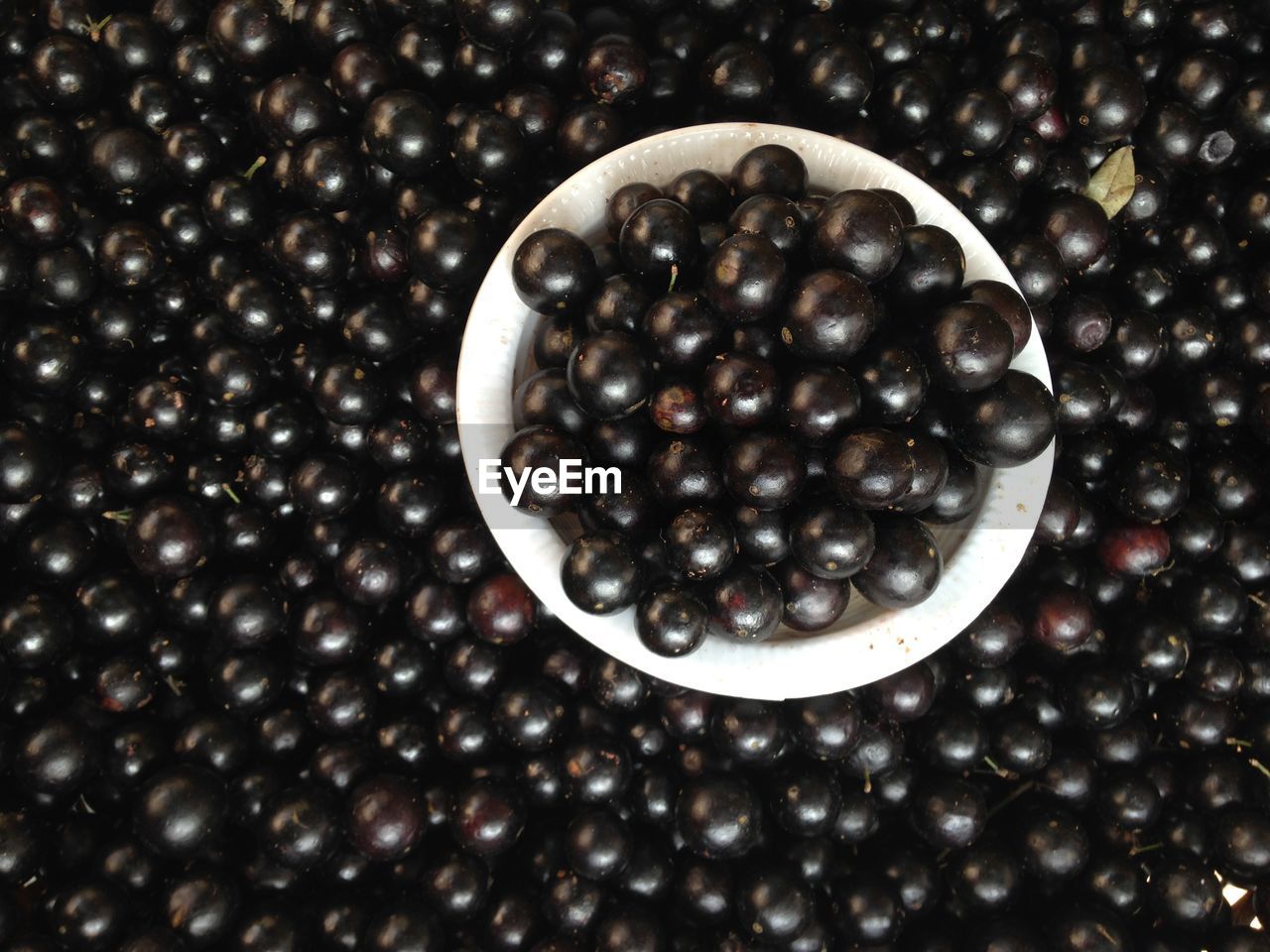 High angle view of jabuticabas in bowl