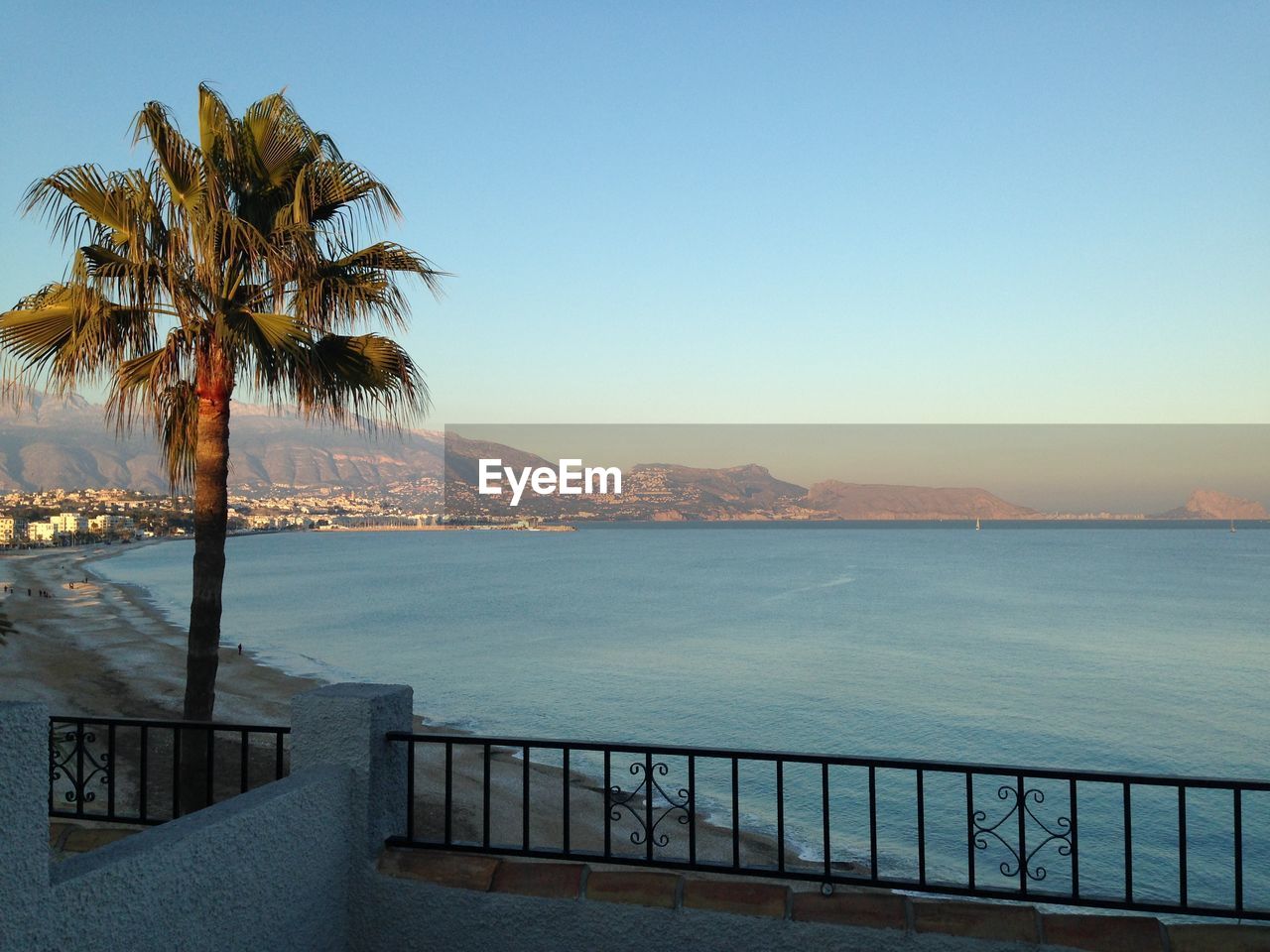 Scenic view of sea against clear sky