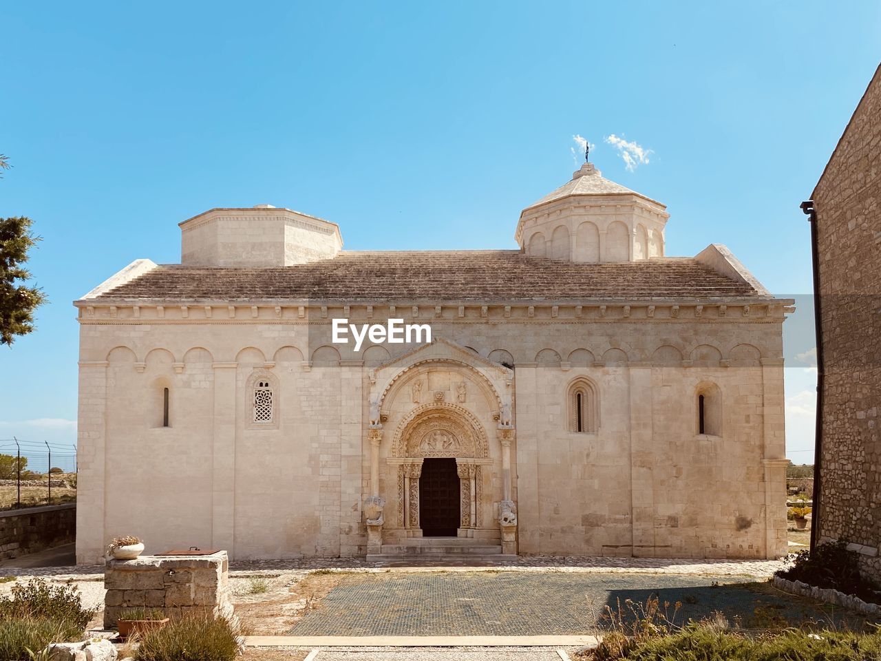 View of historic building against clear sky