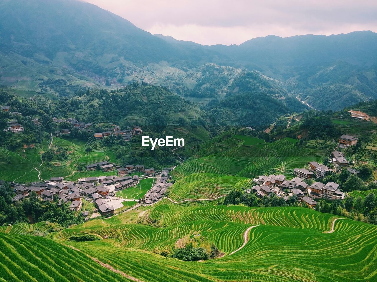 Longji rice terraces against sky