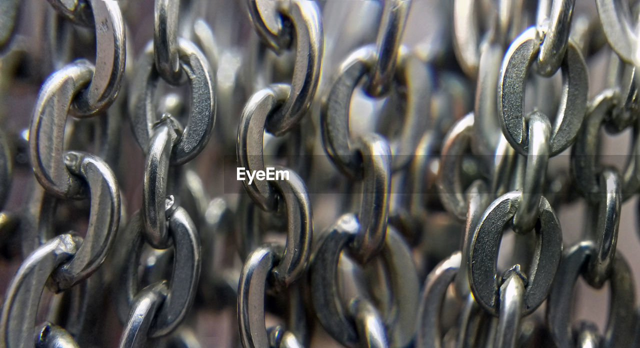 Full frame shot of metal chains