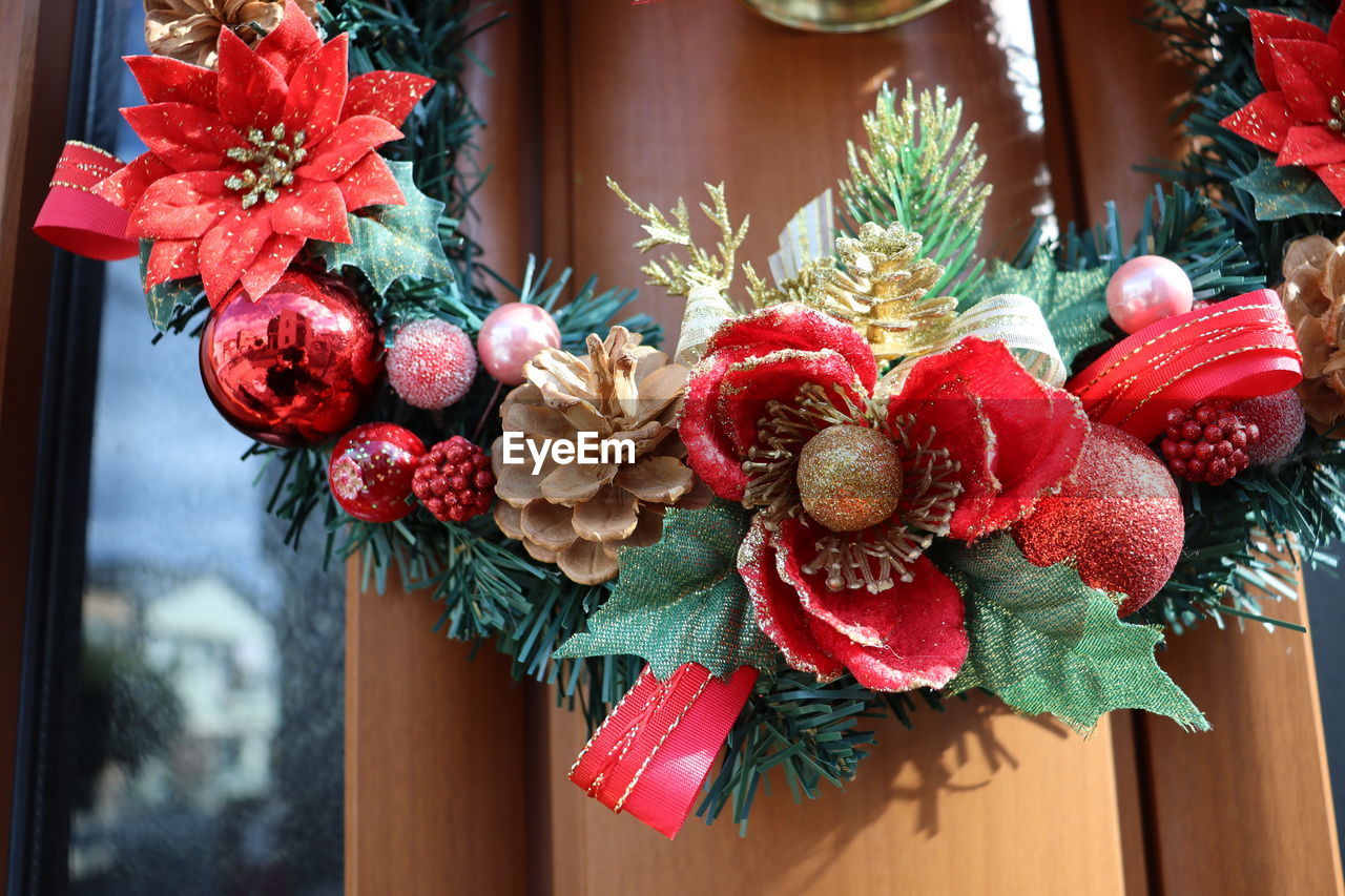 Christmas wreath on the front door