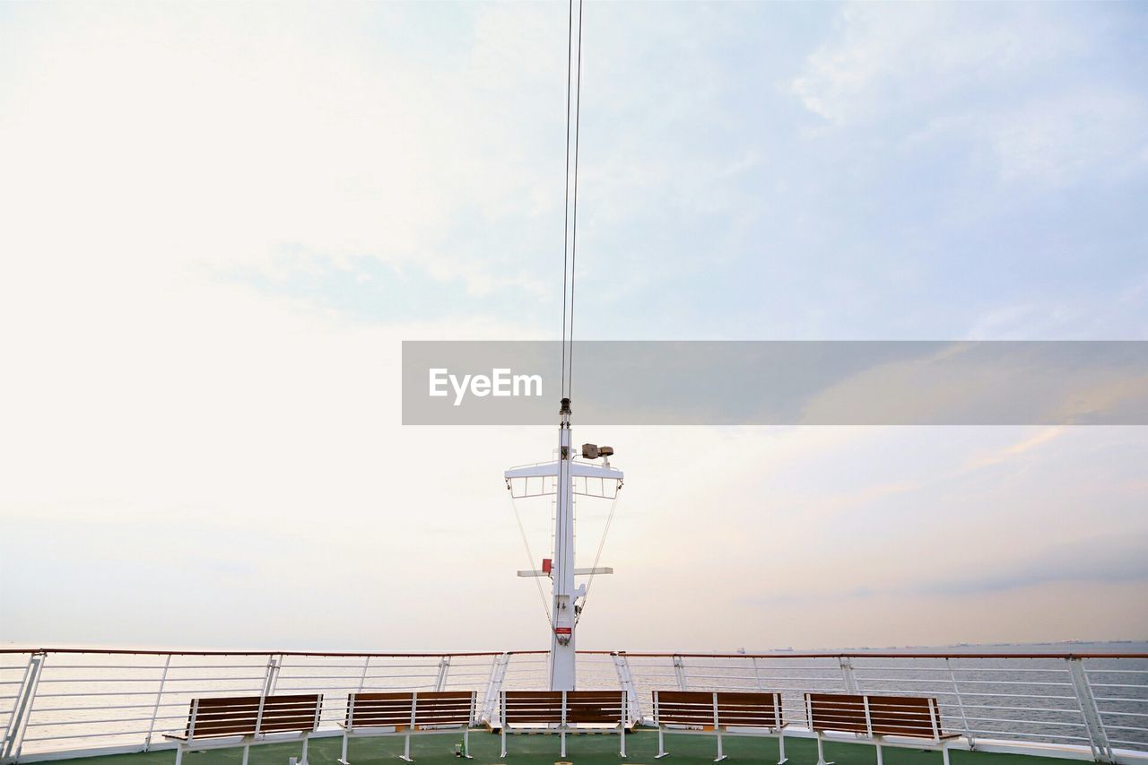 Helipad on cruise ship against sky