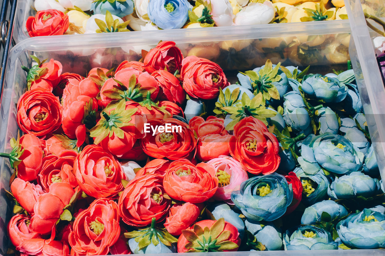 High angle view of rose bouquet