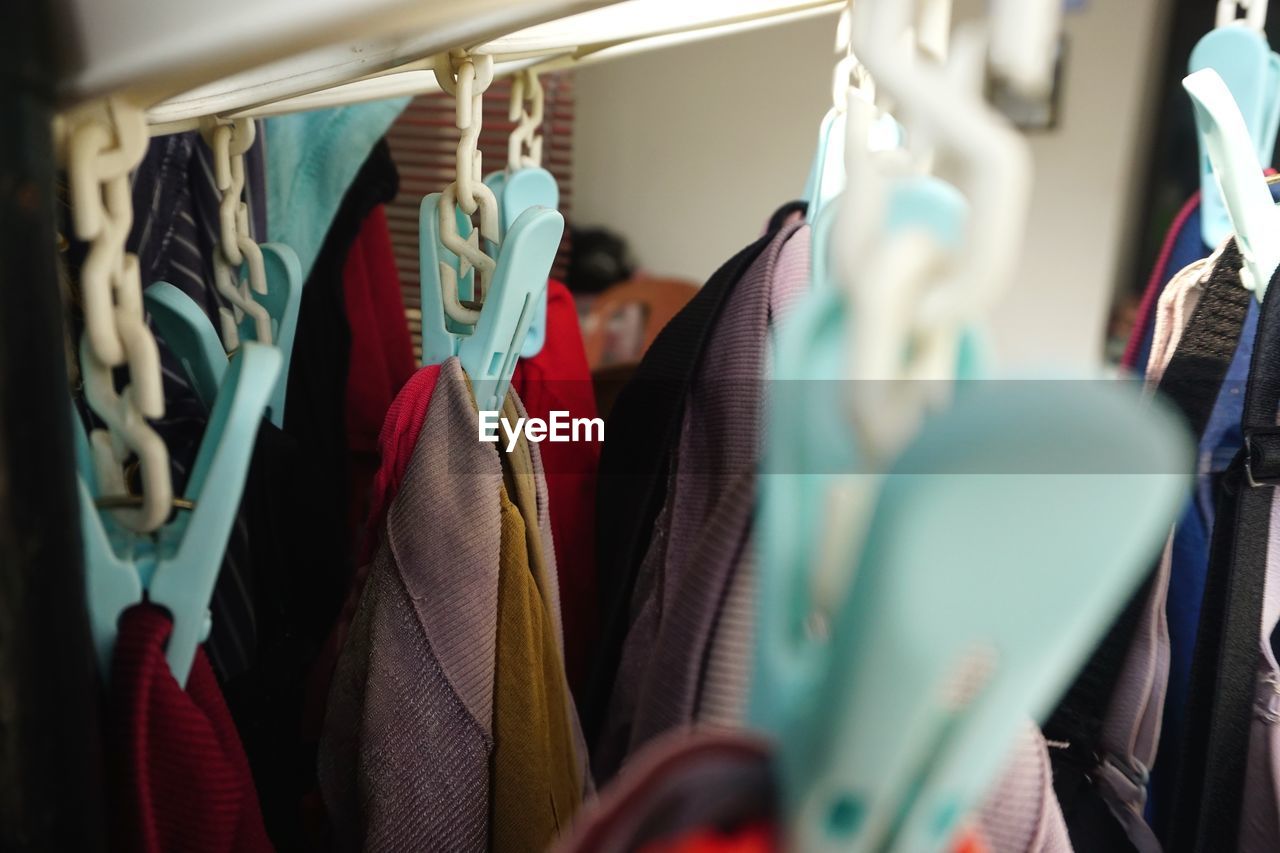 Clothes hanging on rack