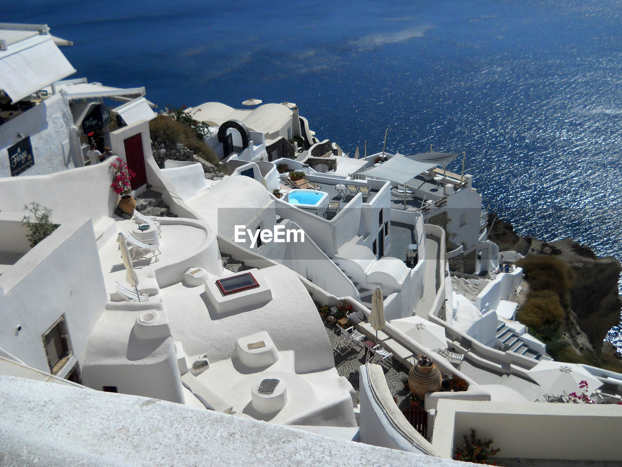 High angle view of boats on beach