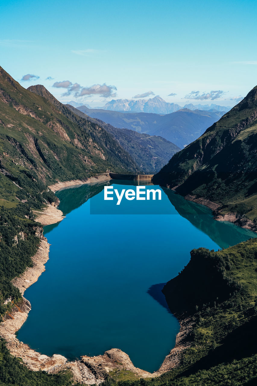 Breathtaking view of the wasserfallboden dam from the higher mooserboden dam 