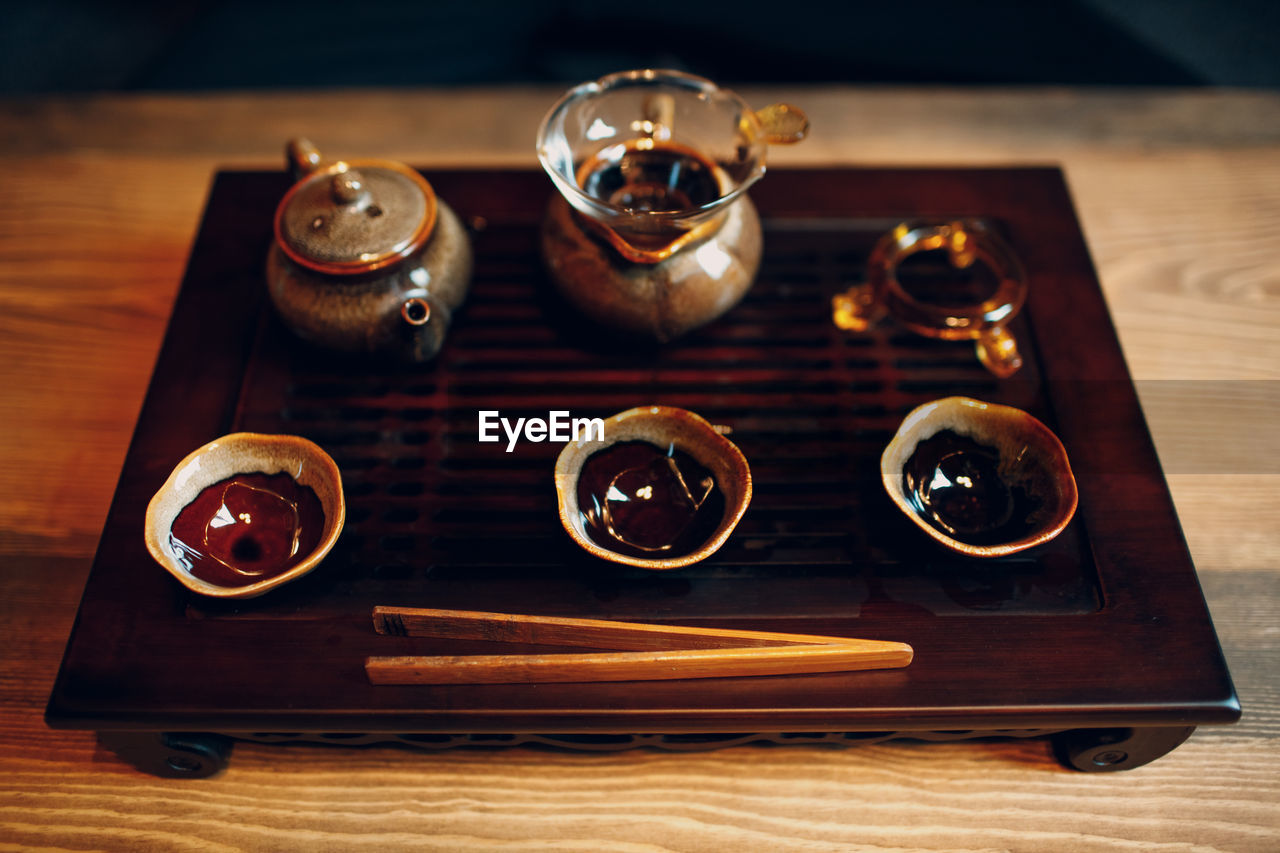 high angle view of coffee on table