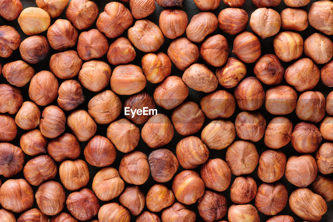 Full frame shot of hazelnuts
