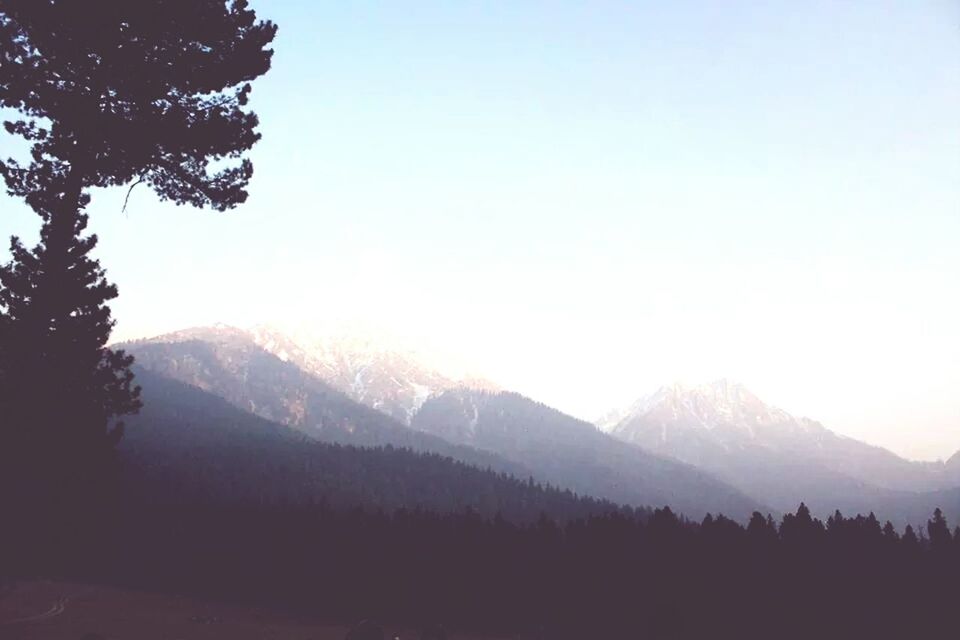 Silhouette landscape against clear sky