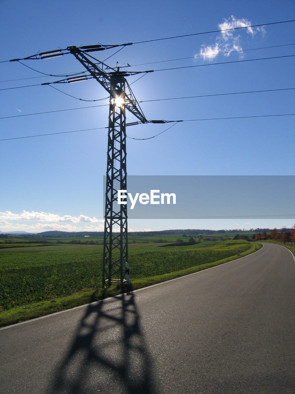 Road passing through field