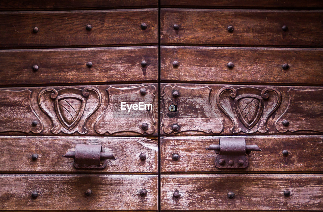 Full frame shot of closed wooden door