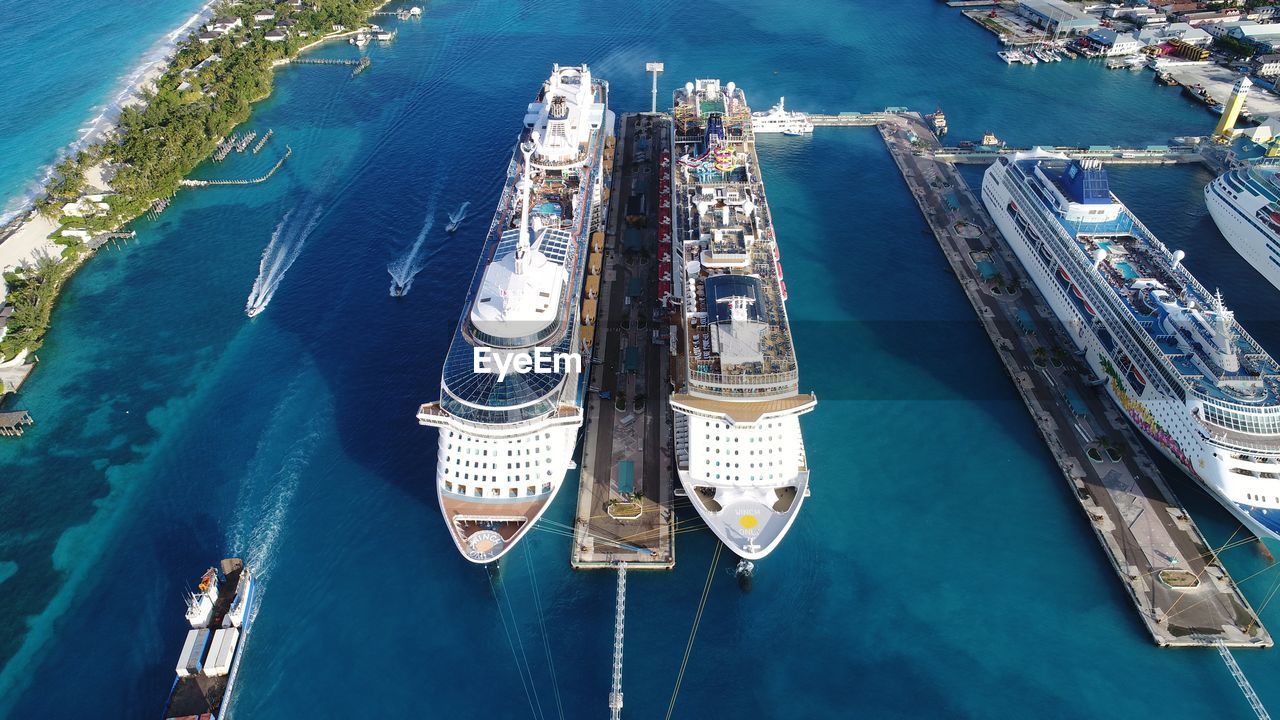 Aerial view of cruise in sea