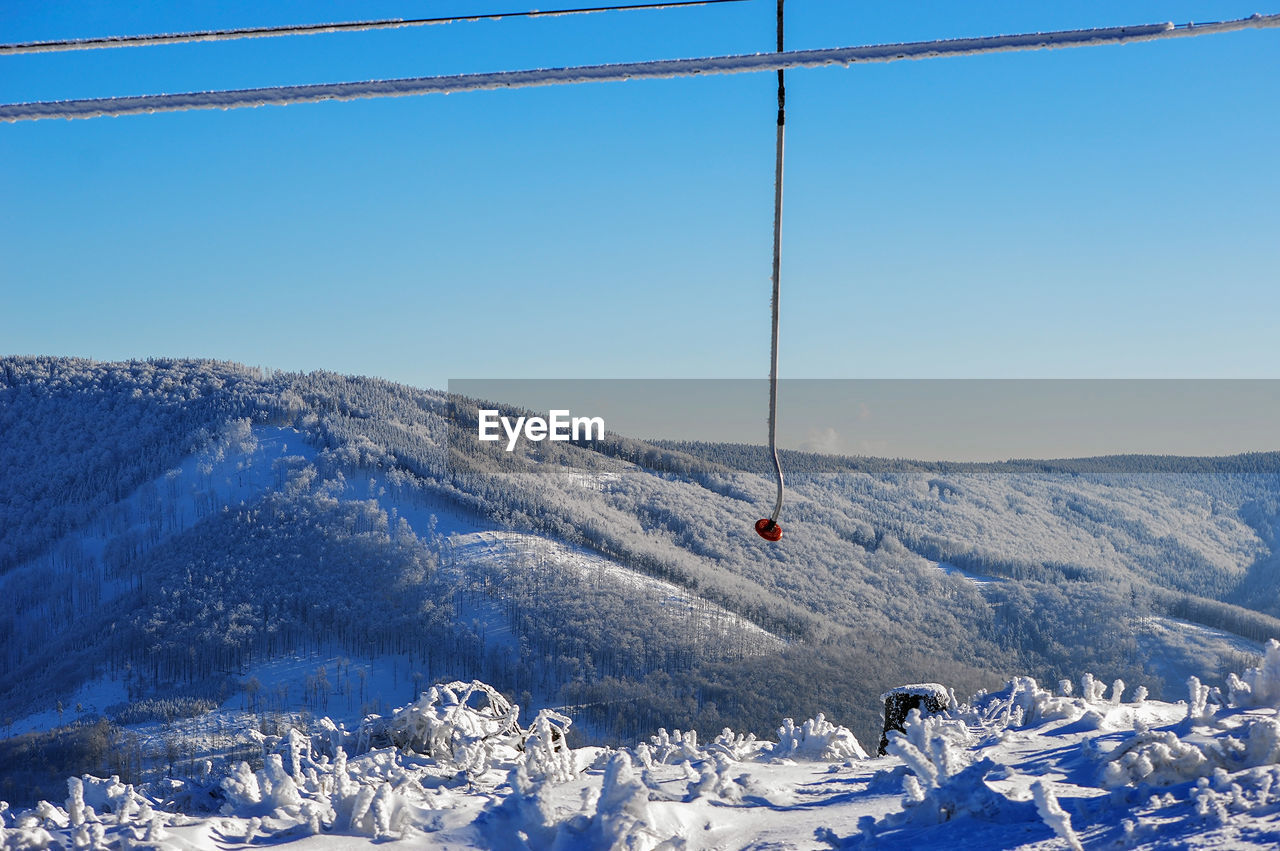 SNOW COVERED MOUNTAIN AGAINST SKY