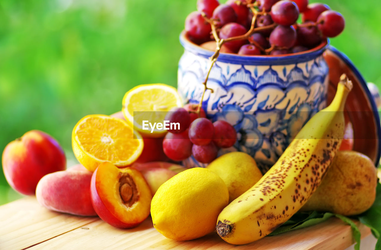 Close-up of fresh fruits on table