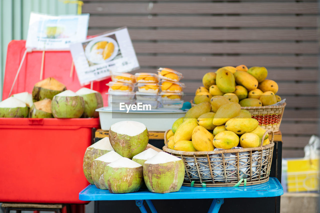 VARIOUS FRUITS IN BASKET FOR SALE