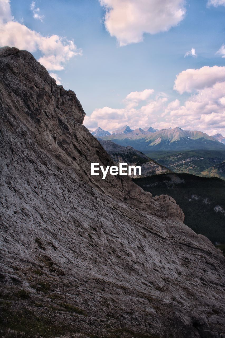 Scenic view of rocky mountains against sky