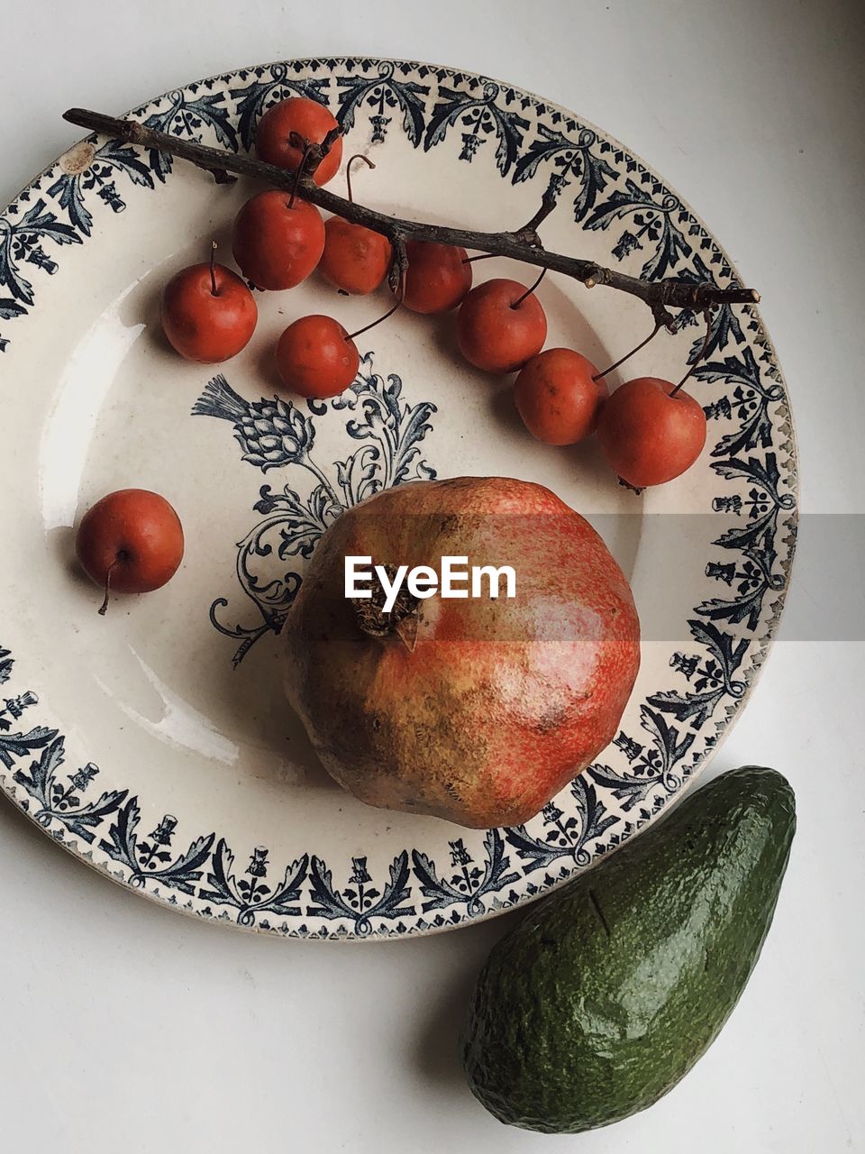 High angle view of fruits on table