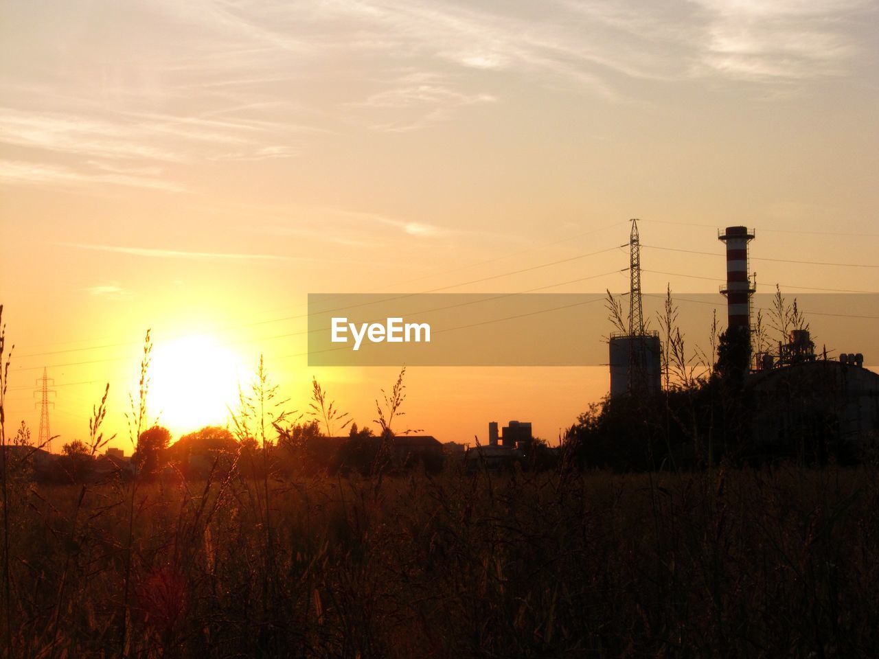 Power station at sunset