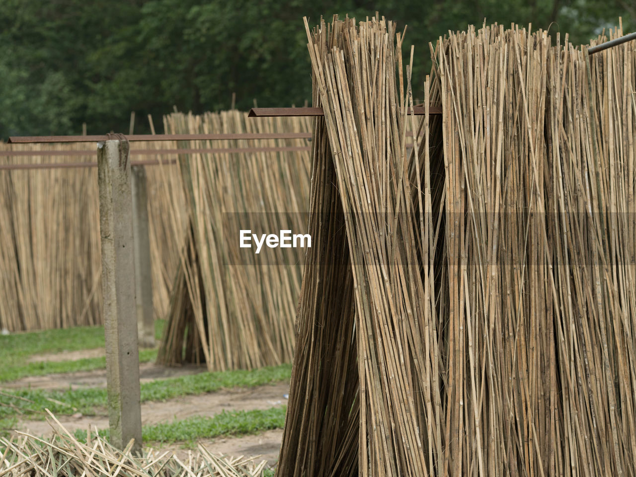 Wooden fence on field