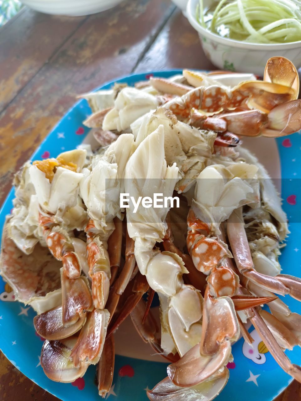 food, food and drink, freshness, seafood, healthy eating, crustacean, wellbeing, plate, no people, table, animal, high angle view, dish, indoors, meal, shrimp, meat, close-up, dungeness crab, crab
