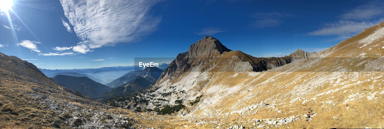 Panoramic view of mountains against sky