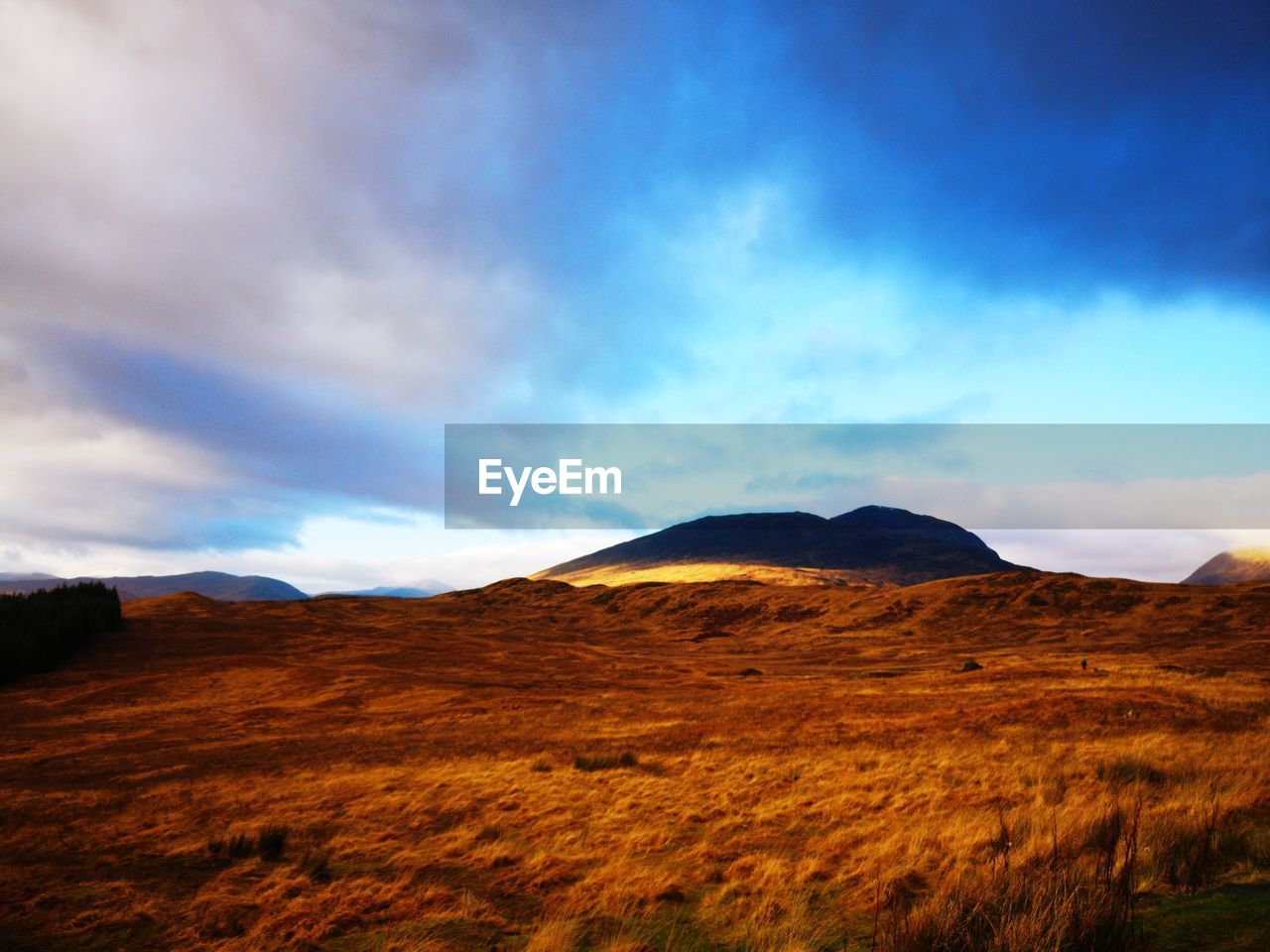 Scenic view of landscape and mountains against sky