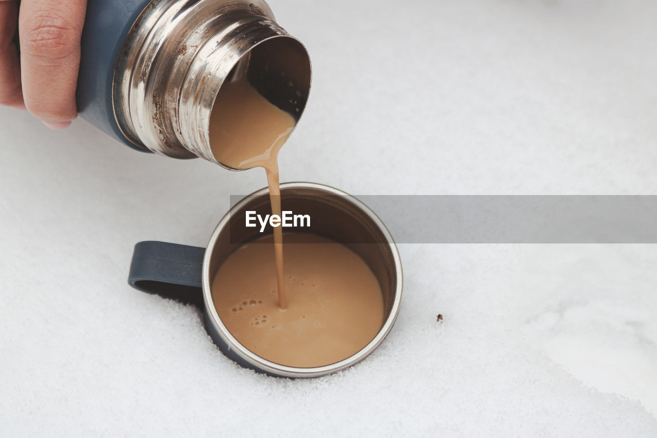 High angle view of coffee o