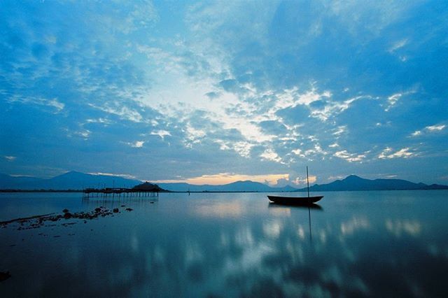 SCENIC VIEW OF CALM LAKE AGAINST SKY