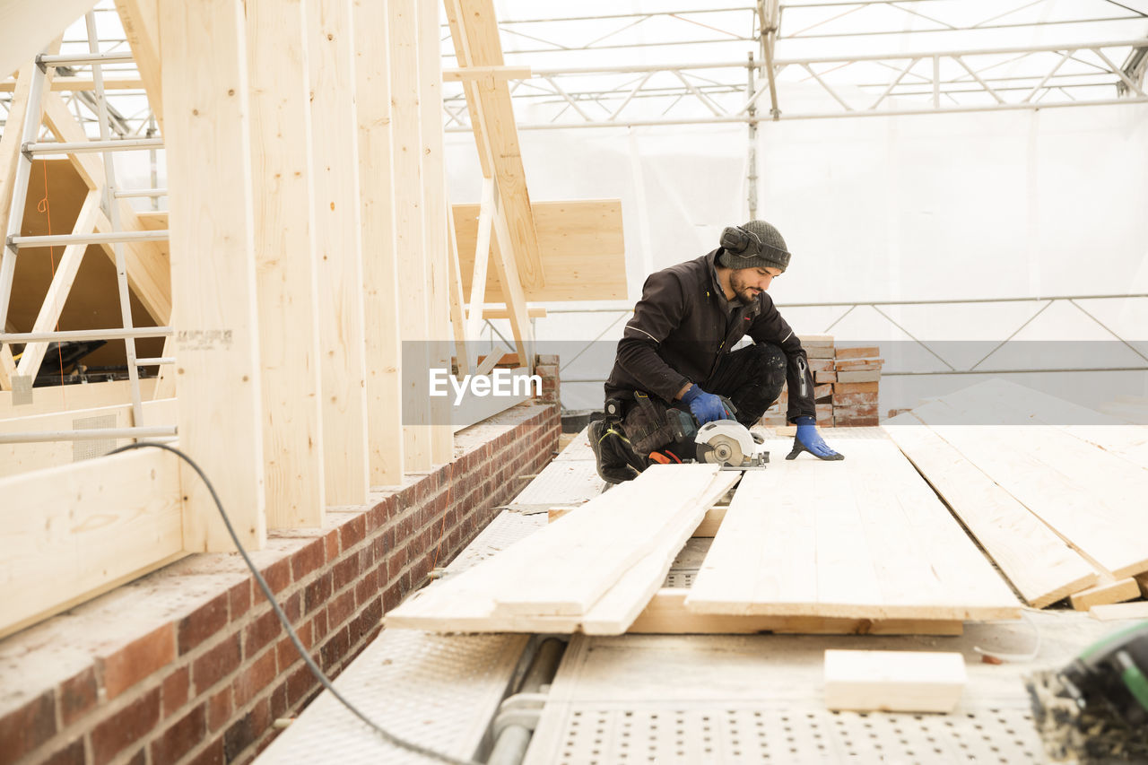 Male construction worker at construction site